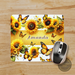 Western sunflower butterfly desk mat with floral accents. High-quality, slip-resistant, and customizable!